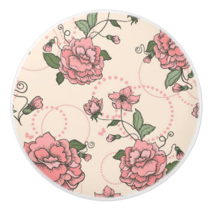 Floral pattern 5 2 ceramic knob