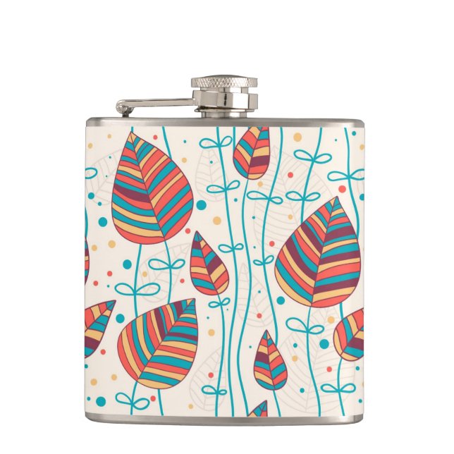 Floral pattern 5 2 hip flask (Front)