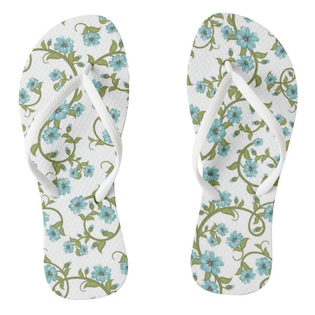 Floral Pattern 5 Flip Flops (Footbed)