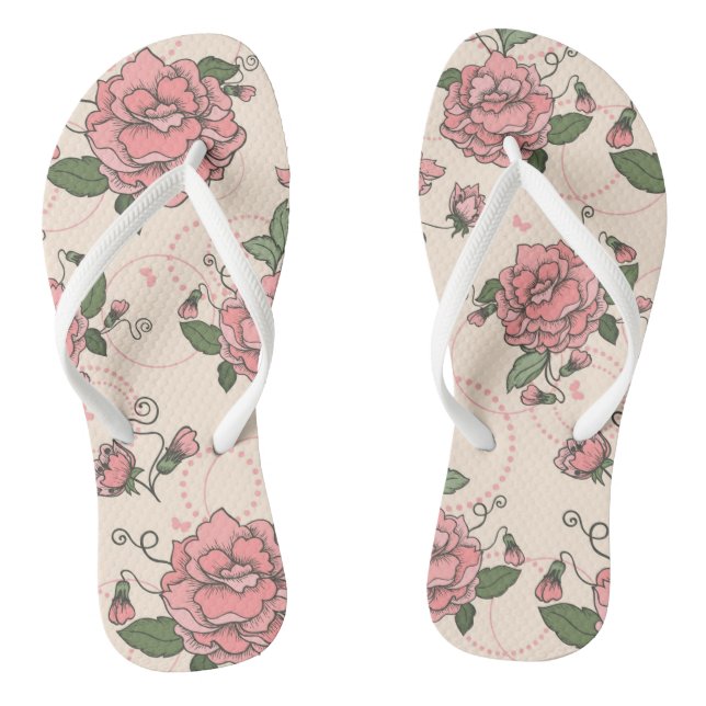 Floral pattern 5 flip flops (Footbed)