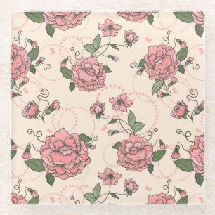 Floral pattern 5 glass coaster