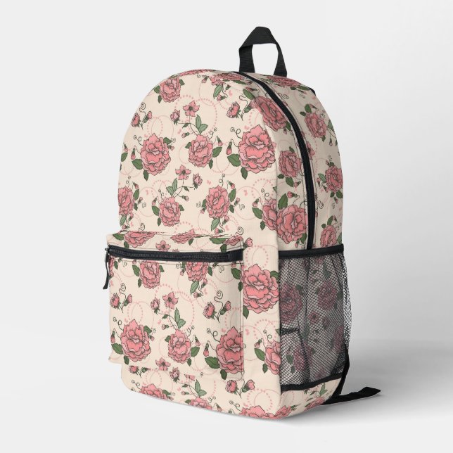 Floral pattern 5 printed backpack (Back Corner Right)