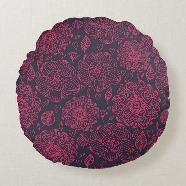 Floral Pattern 5 Round Pillow (Front)