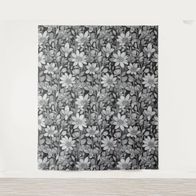 Floral Pattern 7 Mono Tapestry (Front)