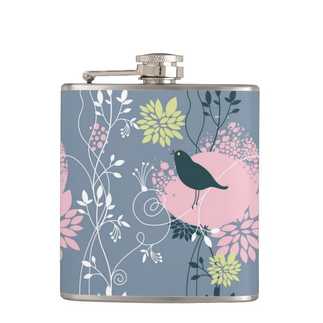 Floral Pattern 8 Hip Flask (Front)