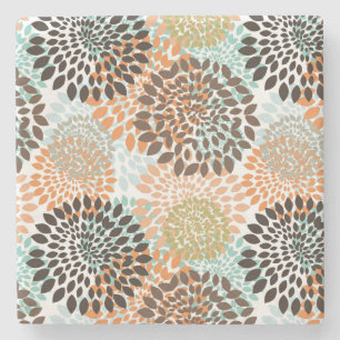Floral Pattern 8 Stone Coaster