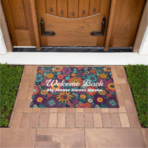 Floral Pattern, A Bouquet of Colorful Flowers Doormat