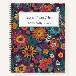 Floral Pattern, A Bouquet of Colorful Flowers Notebook