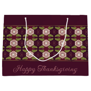 Floral Pattern Accented Designer Large Gift Bag