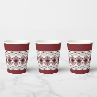 Floral Pattern Accented Paper Cups