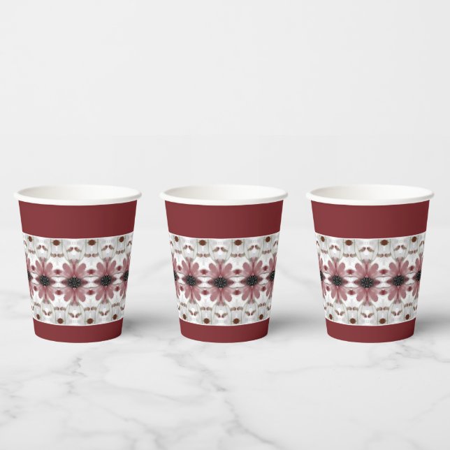 Floral Pattern Accented Paper Cups (Multi)