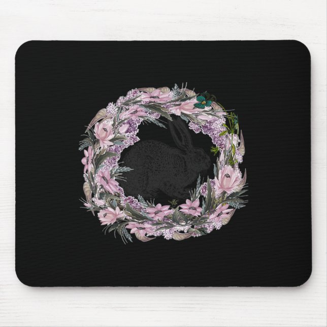 Floral Pattern And Bunny Rabbit  Mouse Pad (Front)