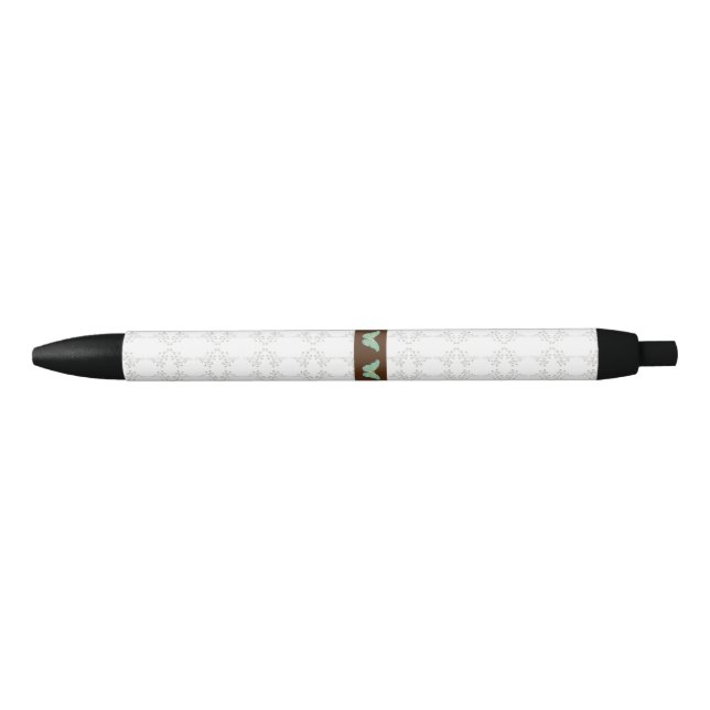 Floral Pattern and Butterfly Black Ink Pen (Front)