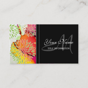 Floral Pattern and Watercolor Abstract Painting Business Card