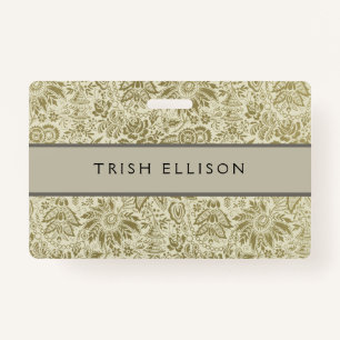 Floral Pattern Antique Damask Paisley Badge
