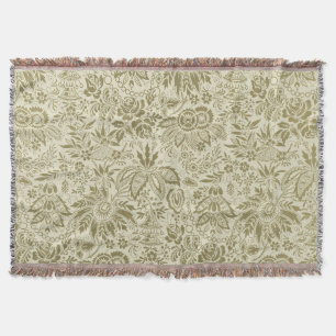 Floral Pattern Antique Damask Paisley Throw Blanket