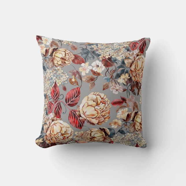Floral pattern, art nouveau style. throw pillow (Front)