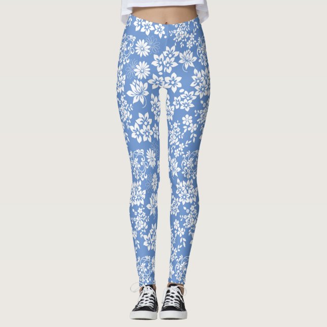 Floral pattern.b L Blue BG Leggings (Front)