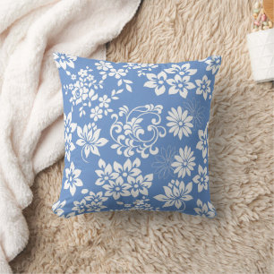 Floral pattern.b L Blue BG Throw Pillow