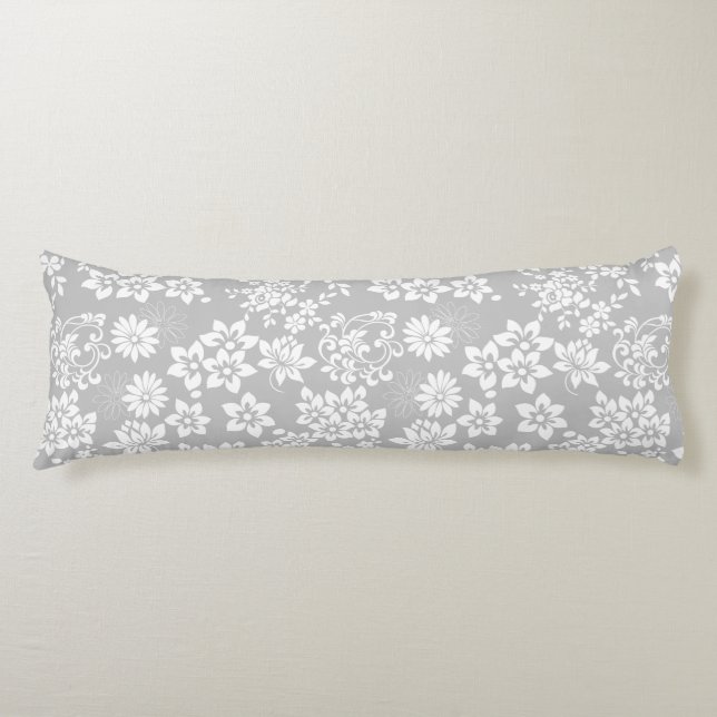 Floral pattern.b L Grey BG Body Pillow (Front)