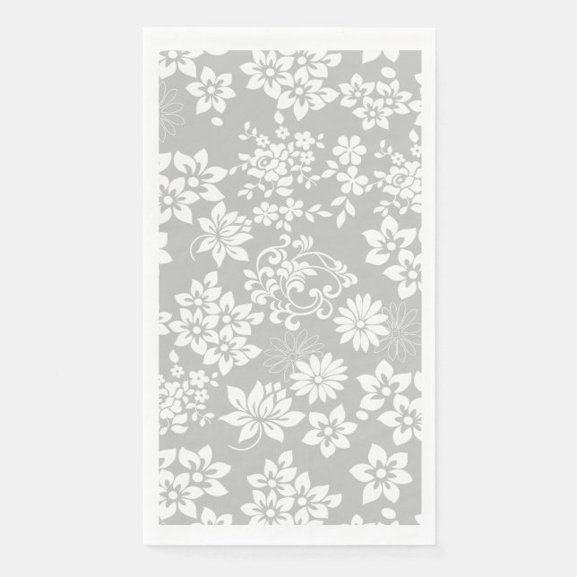 Floral pattern.b L Grey BG Napkin (Front)