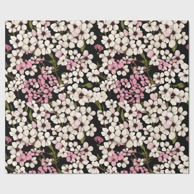 Floral Pattern Baby's Breath Flowers Wrapping Paper (Seam)