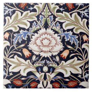 Floral Pattern Beautiful Flowers Blue Red Green Tile