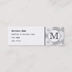 Floral Pattern, Black and White Custom Monogram. Mini Business Card