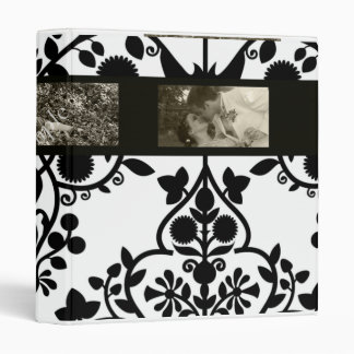 Floral Pattern Black and White Photo Binder