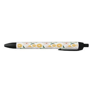 Floral Pattern Black Ink Pen