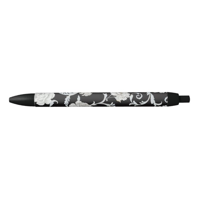 Floral pattern black ink pen (Front)