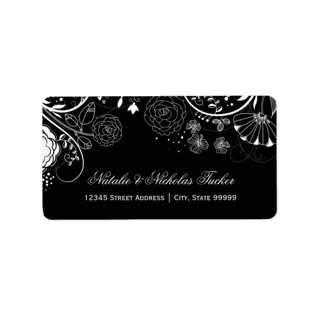 Floral Pattern Black/White - Address Labels (Front)