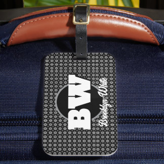 Floral Pattern Black&White Personalized Luggage Tag