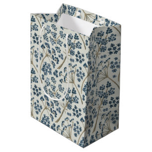 Floral Pattern Blue Watercolor Caraway Flower Medium Gift Bag