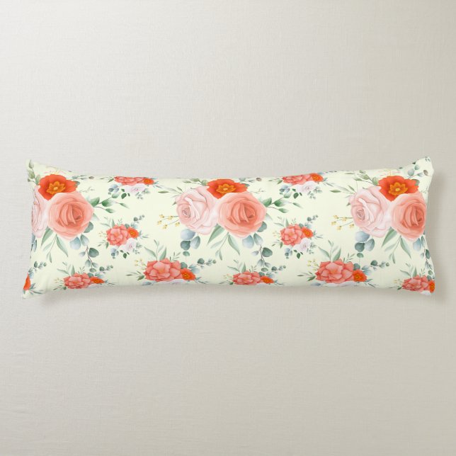 Floral Pattern Body Pillow (Front)