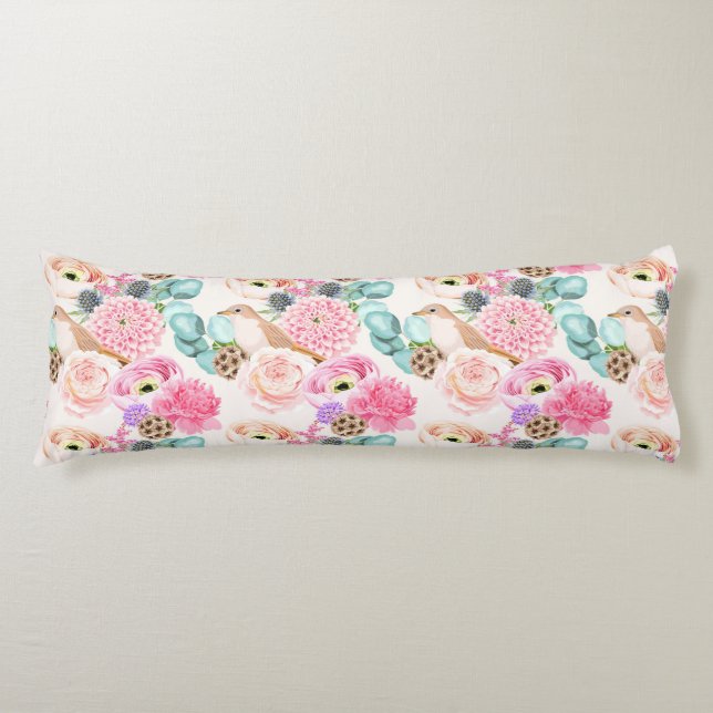 Floral Pattern Body Pillow (Front)