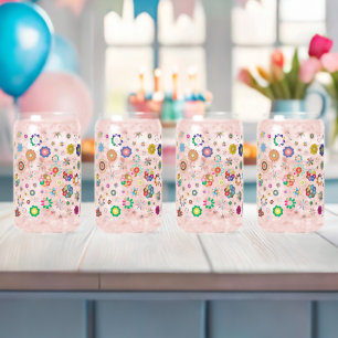 Floral Pattern Can Glass