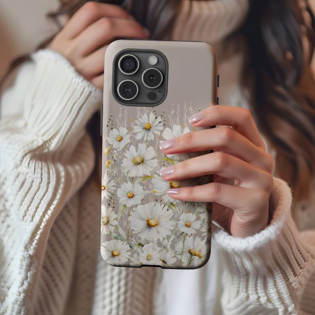 Floral Pattern Case-Mate iPhone Case (Floral Pattern Beige Phone Case by MINTIC DESIGN STUDIO)