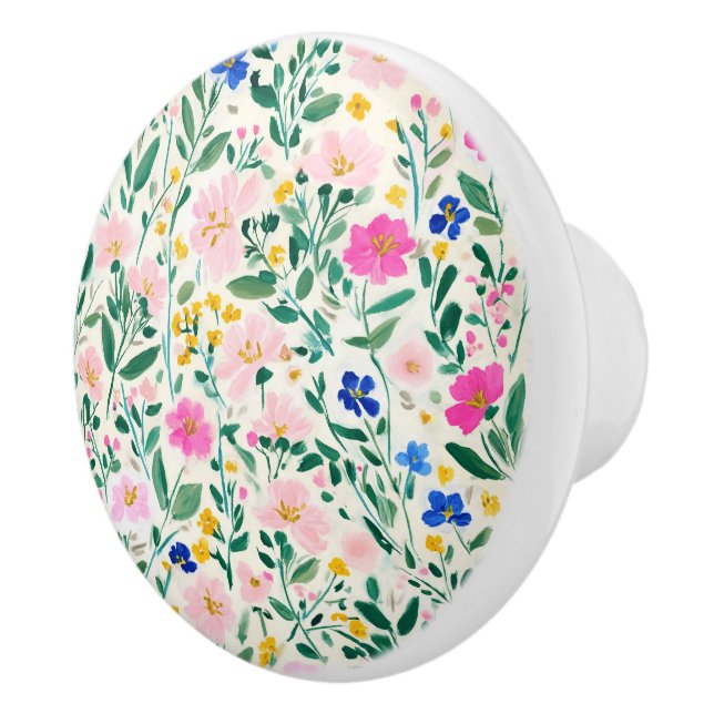 Floral Pattern Ceramic Knob (Right)