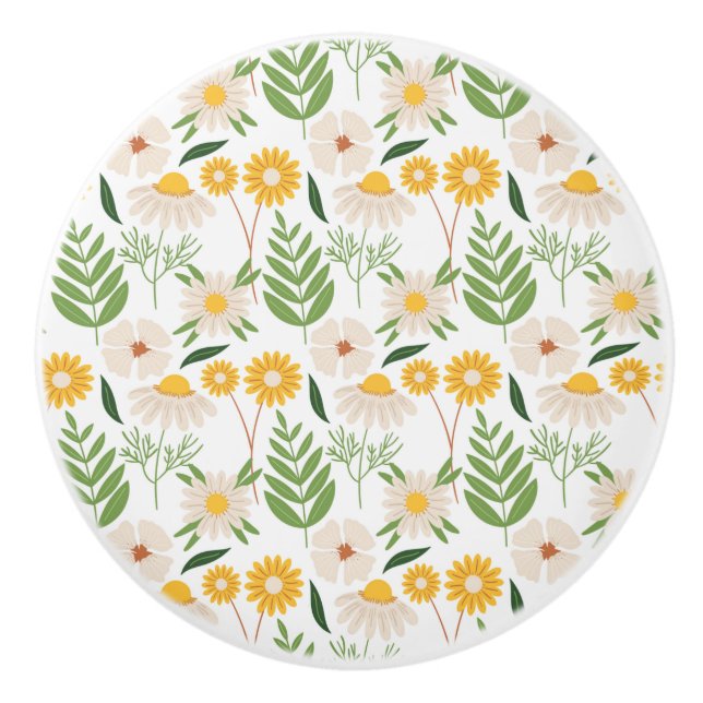 Floral Pattern Ceramic Knob (Front)