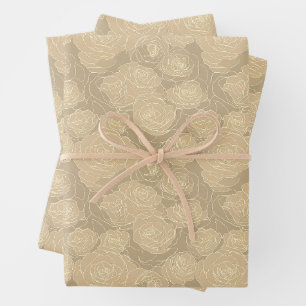 Floral Pattern   Champagne Roses Wrapping Paper Sheet