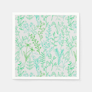 Floral Pattern classic Green tone A02.b Off White Napkin