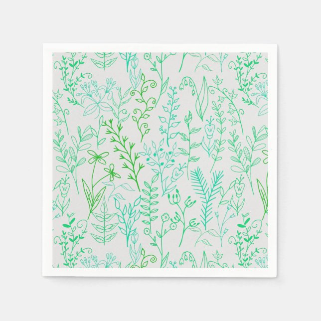 Floral Pattern classic Green tone A02.b Off White  Napkin (Front)