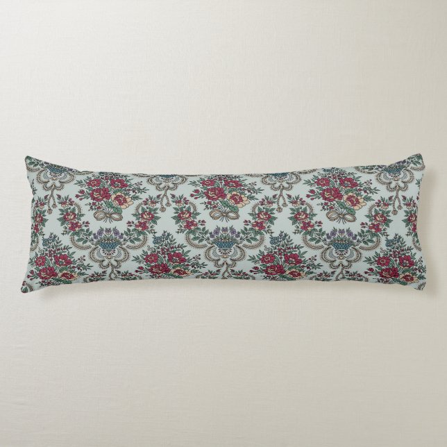 Floral Pattern Colourful Trendy Flowers and Leaves Body Pillow (Front)