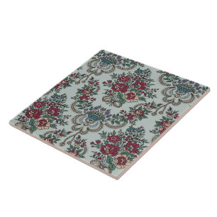 Floral Pattern Colourful Trendy Flowers and Leaves Tile