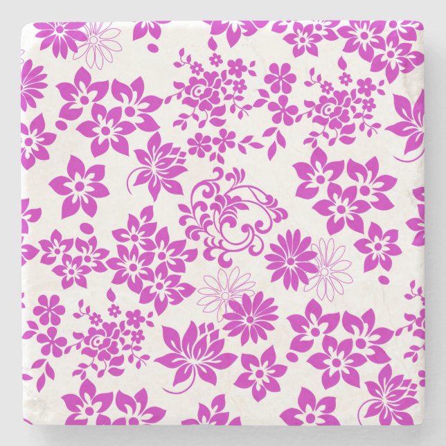 Floral pattern D02.pink.b Stone Coaster (Front)