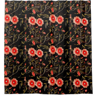 Floral Pattern Dark Background Pink Green red
