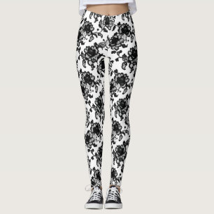 Floral Pattern Delicate Black Lace Leggings