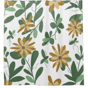 Floral Pattern Design 277 Green Orange White