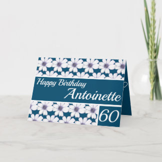 Floral pattern design Blue Birthday Card